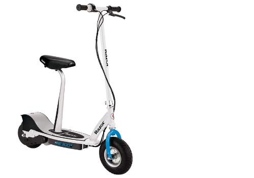 White electric scooter with seat